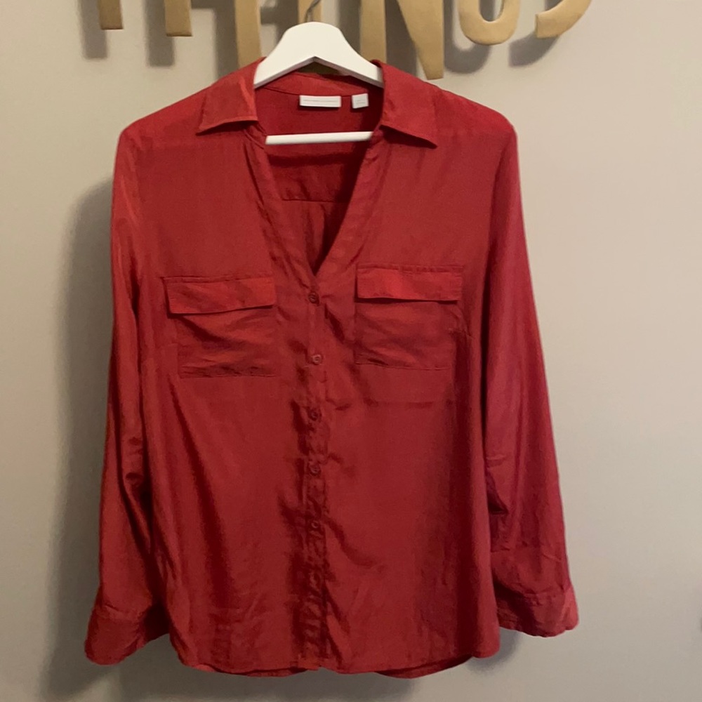 New York & Co copper/red blouse. Sz large